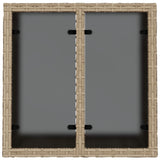 Garden Table with Glass Top Beige 55x55x37 cm Poly Rattan - Close-Up Angle