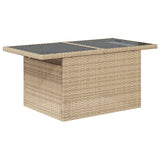 Garden Table with Glass Top Beige 100x55x73 cm Poly Rattan - Top-Down View