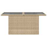 Garden Table with Glass Top Beige 100x55x73 cm Poly Rattan