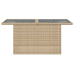 Garden Table with Glass Top Beige 100x55x73 cm Poly Rattan