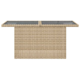 Garden Table with Glass Top Beige 100x55x73 cm Poly Rattan - 45-Degree Angle