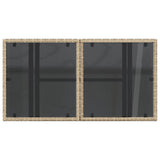 Garden Table with Glass Top Beige 100x55x73 cm Poly Rattan