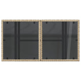 Garden Table with Glass Top Beige 100x55x73 cm Poly Rattan - Extra Image