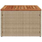 Garden Table Beige 55x55x37 cm Poly Rattan and Acacia Wood