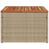 Garden Table Beige 55x55x37 cm Poly Rattan and Acacia Wood - Top-Down View