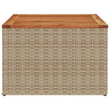 Garden Table Beige 55x55x37 cm Poly Rattan and Acacia Wood