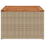 Garden Table Beige 55x55x37 cm Poly Rattan and Acacia Wood - 45-Degree Angle