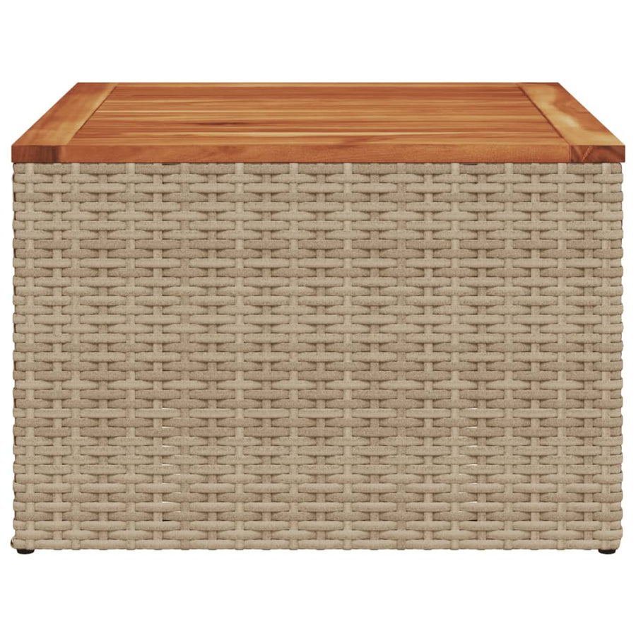 Garden Table Beige 55x55x37 cm Poly Rattan and Acacia Wood