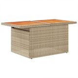 Garden Table Beige 100x55x73 cm Poly Rattan and Acacia Wood - Top-Down View