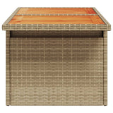 Garden Table Beige 100x55x73 cm Poly Rattan and Acacia Wood
