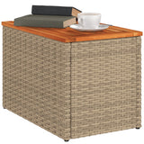 Garden Side Tables 2 pcs Beige 55x34x37cm Poly Rattan Solid Wood - Top-Down View