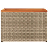 Garden Side Tables 2 pcs Beige 55x34x37cm Poly Rattan Solid Wood