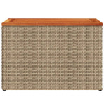 Garden Side Tables 2 pcs Beige 55x34x37cm Poly Rattan Solid Wood