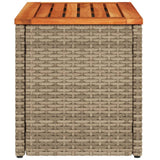 Garden Side Tables 2 pcs Beige 55x34x37cm Poly Rattan Solid Wood - Close-Up Angle