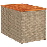Garden Side Tables 2 pcs Beige 55x34x37cm Poly Rattan Solid Wood - Low Angle