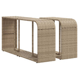 Storage Shelves 2 pcs Beige Poly Rattan - Front View