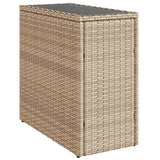 Garden Side Table with Glass Top Beige 58x27.5x55 cm Poly Rattan - Front View
