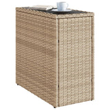 Garden Side Table with Glass Top Beige 58x27.5x55 cm Poly Rattan - Top-Down View
