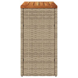Garden Side Table with Wooden Top Beige 58x27.5x55 cm Poly Rattan - Rear View
