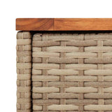 Garden Side Table with Wooden Top Beige 58x27.5x55 cm Poly Rattan - Extra Image