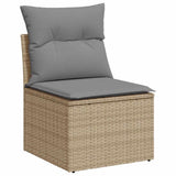 Garden Sofa Armless with Cushions Beige Poly Rattan