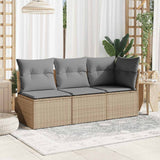 Garden Sofa Armless with Cushions Beige Poly Rattan - Side View