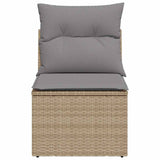 Garden Sofa Armless with Cushions Beige Poly Rattan - Top-Down View