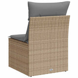 Garden Sofa Armless with Cushions Beige Poly Rattan - Rear View