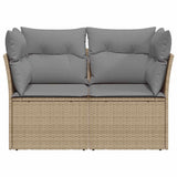 Garden Sofa with Cushions 2-Seater Beige Poly Rattan - Top-Down View