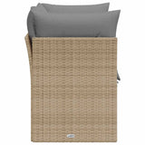 Garden Sofa with Cushions 2-Seater Beige Poly Rattan - 45-Degree Angle