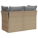 Garden Sofa with Cushions 2-Seater Beige Poly Rattan - Rear View