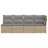 Garden Sofa with Cushions 4-Seater Beige Poly Rattan - Top-Down View