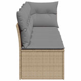 Garden Sofa with Cushions 4-Seater Beige Poly Rattan - 45-Degree Angle