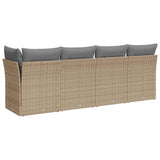 Garden Sofa with Cushions 4-Seater Beige Poly Rattan