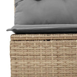 Garden Sofa with Cushions 4-Seater Beige Poly Rattan - Close-Up Angle