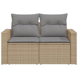 Garden Sofa with Cushions 2-Seater Beige Poly Rattan