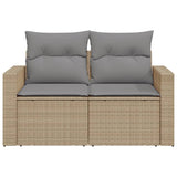 Garden Sofa with Cushions 2-Seater Beige Poly Rattan - Top-Down View