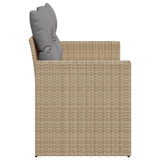 Garden Sofa with Cushions 2-Seater Beige Poly Rattan - 45-Degree Angle