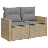 Garden Sofa with Cushions 2-Seater Beige Poly Rattan - Top-Down View
