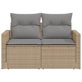 Garden Sofa with Cushions 2-Seater Beige Poly Rattan - 45-Degree Angle