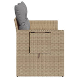 Garden Sofa with Cushions 2-Seater Beige Poly Rattan - Rear View