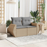 Garden Sofa with Cushions 2-Seater Beige Poly Rattan - Side View