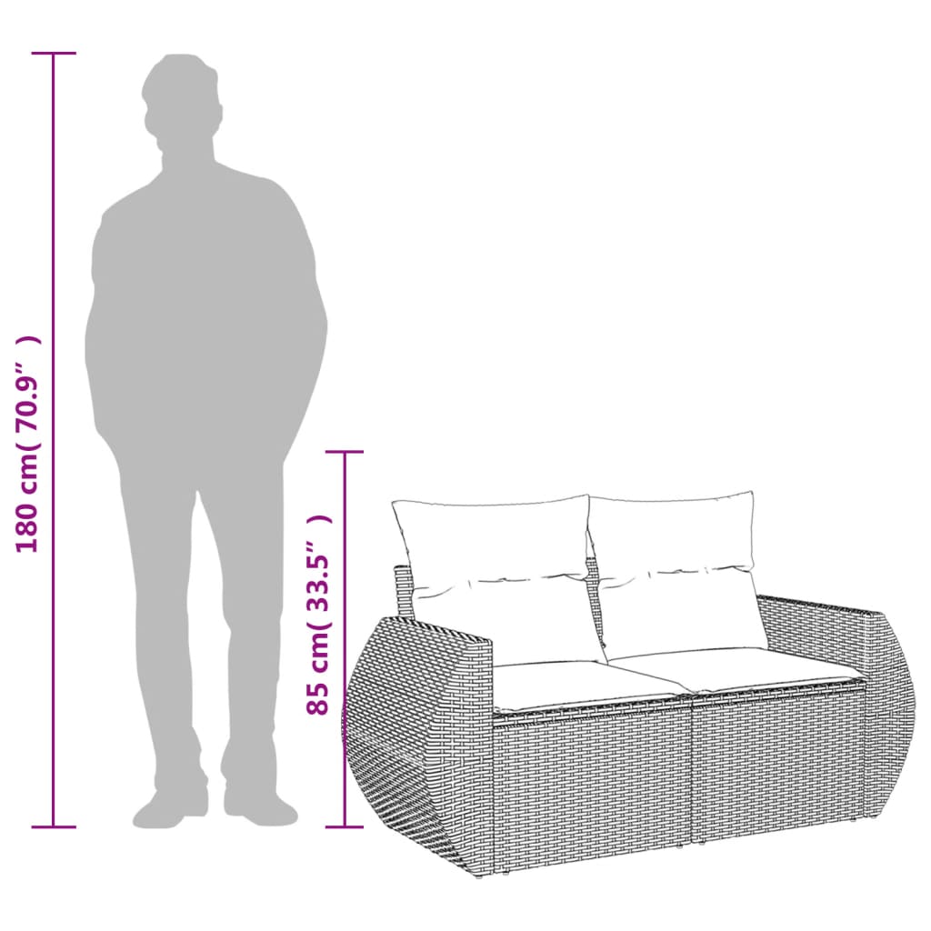 Garden Sofa with Cushions 2-Seater Beige Poly Rattan