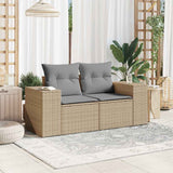 Garden Sofa with Cushions 2-Seater Beige Poly Rattan - Side View