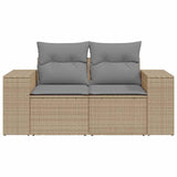 Garden Sofa with Cushions 2-Seater Beige Poly Rattan - Top-Down View
