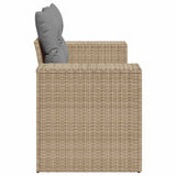Garden Sofa with Cushions 2-Seater Beige Poly Rattan - 45-Degree Angle