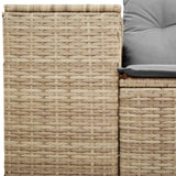 Garden Sofa with Cushions 2-Seater Beige Poly Rattan - Close-Up Angle