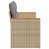 Garden Sofa with Cushions 2-Seater Beige Poly Rattan - 45-Degree Angle