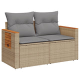 Garden Sofa with Cushions 2-Seater Beige Poly Rattan - Front View