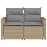 Garden Sofa with Cushions 2-Seater Beige Poly Rattan - Top-Down View
